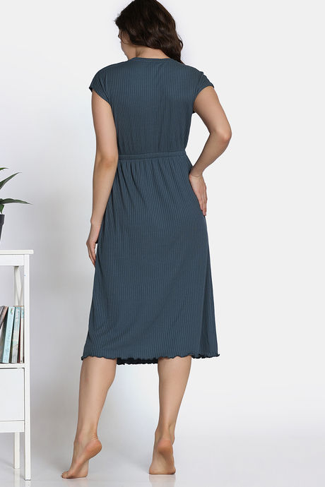 Zivame 2 Mile Fashion Knit Poly Mid Calf Length Nightdress - Stormy Weather — image 4
